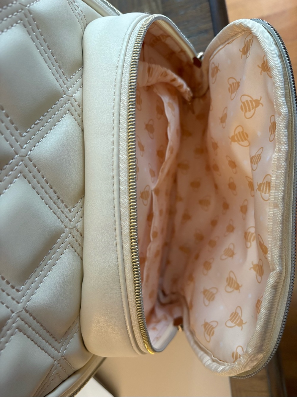 Itzy Ritzy Cream Quilted Backpack - Picture 4 of 5